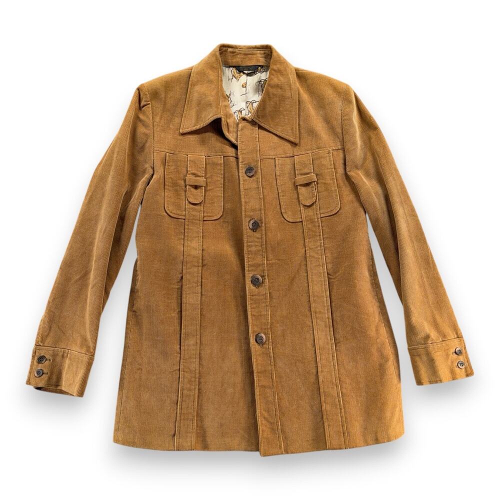Vintage Western Leisure Jacket Mens 42 Brown Corduroy Lined Don Richards 70s